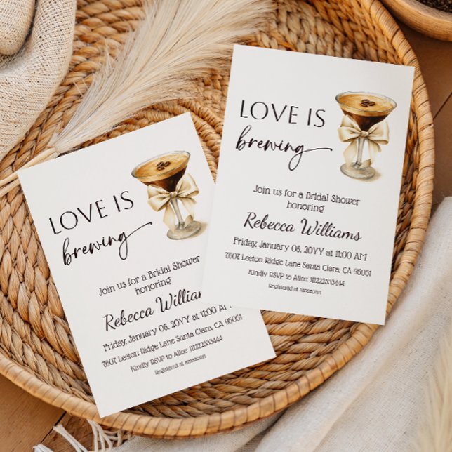 Invitación Coquette Bow Espresso Martini Bridal Shower (Subido por el creador)