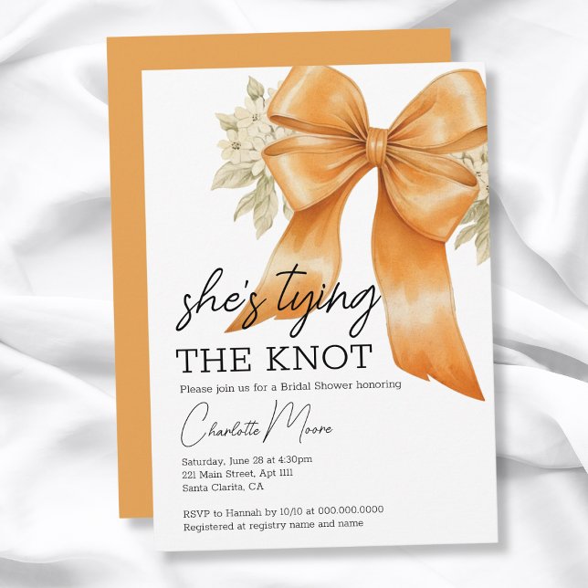 Invitación Coquette Bow está atando la ducha nupcial (Coquette Bow She's Tying The Knot Bridal Shower Invitation
)