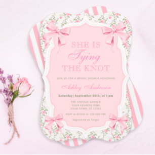 Invitación Coquette Bow está atando la ducha nupcial