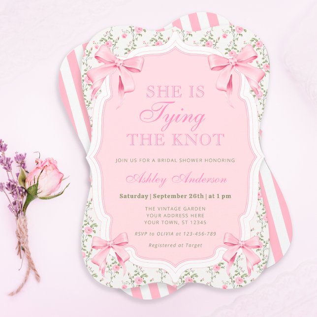 Invitación Coquette Bow está atando la ducha nupcial (Subido por el creador)