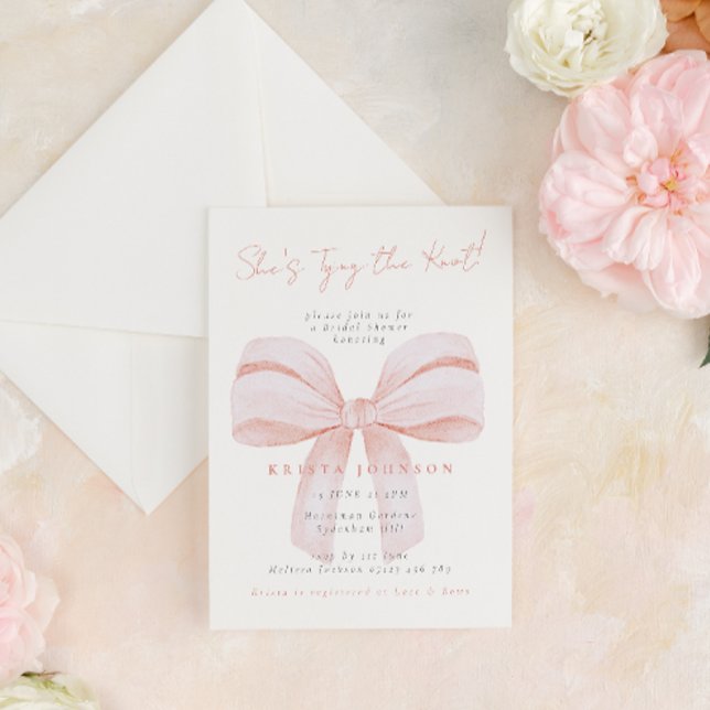 Invitación Coquette Bow está atando la ducha nupcial (Subido por el creador)