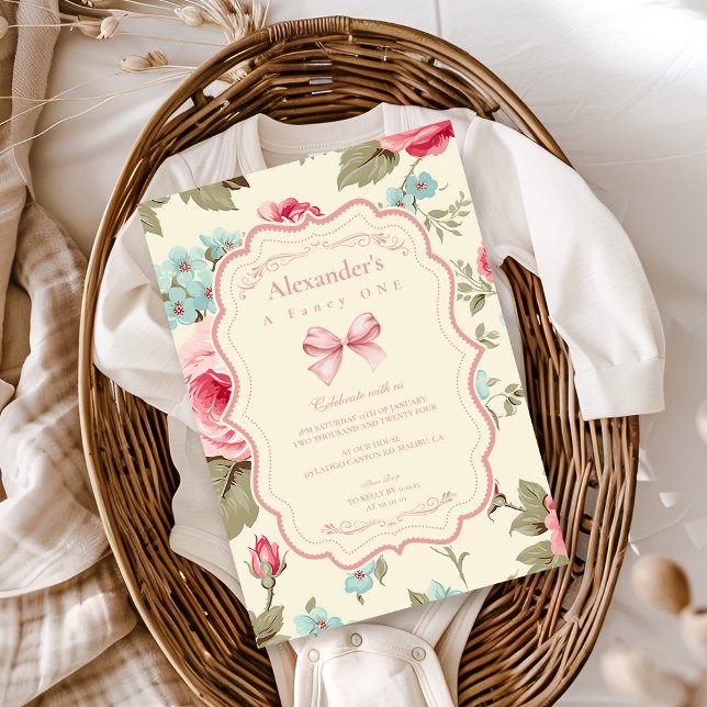 Invitación Coquette Bow Fancy ONE Chica Primer cumpleaños (Subido por el creador)