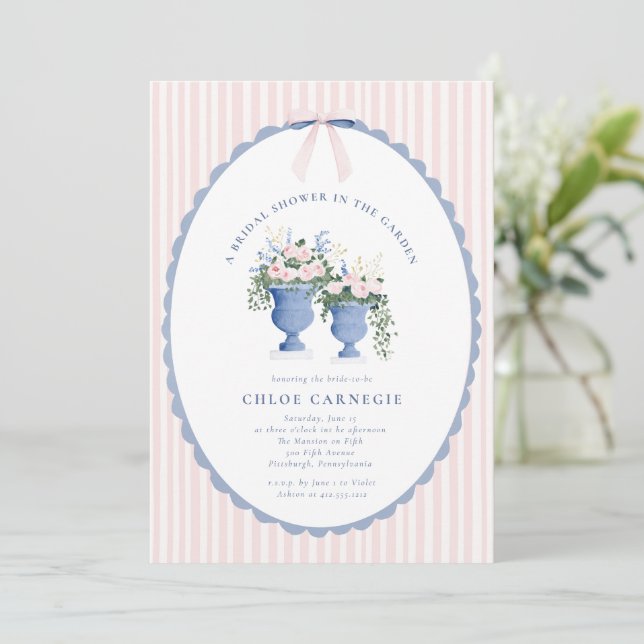 Invitación Coquette Bow Garden Manor Bridal Shower Invitation (Anverso de pie)