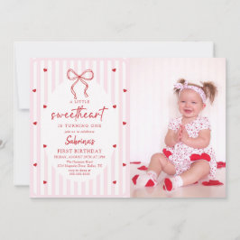 Invitación Coquette Bow Little Sweetheart Birthday Invitation