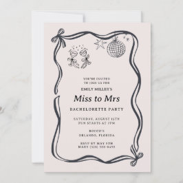 Invitación Coquette Bow Miss to Mrs Bachelorette 