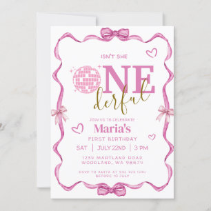 Invitación Coquette Bow no es ella un cumpleaños maravilloso