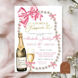 Invitación Coquette Bow Pearls y prosecco Bridal Shower