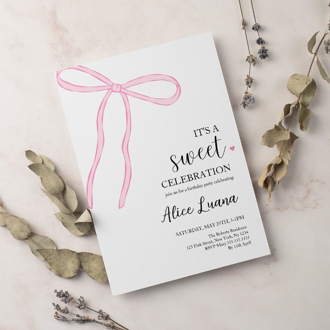 Invitación Coquette Bow Pink Birday Party (Subido por el creador)