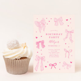 Invitación Coquette Bow Pink Birday Party
