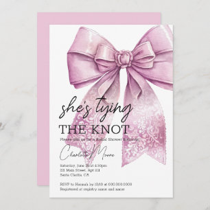Invitación Coquette Bow Pink Tying Knot Bridal Shower