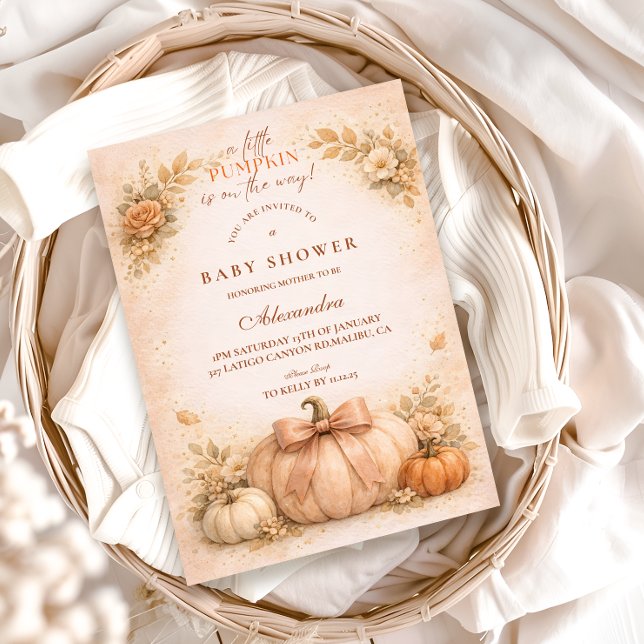 Invitación Coquette Bow Pumpkin Fall Baby Shower (Subido por el creador)