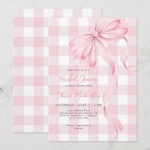Invitación Coquette Bow Rubor Placa Cinta Rosa Ducha De Novia