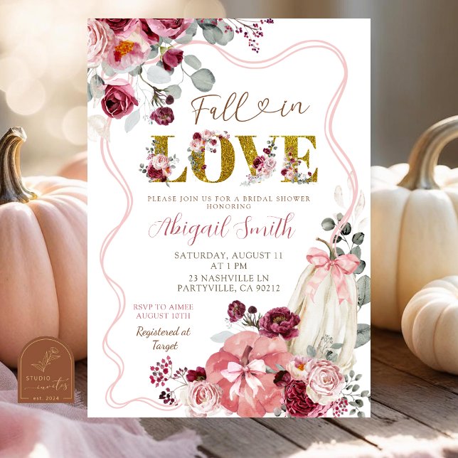Invitación Coquette Bow Rubor y Burgundy Bridal Shower (Subido por el creador)