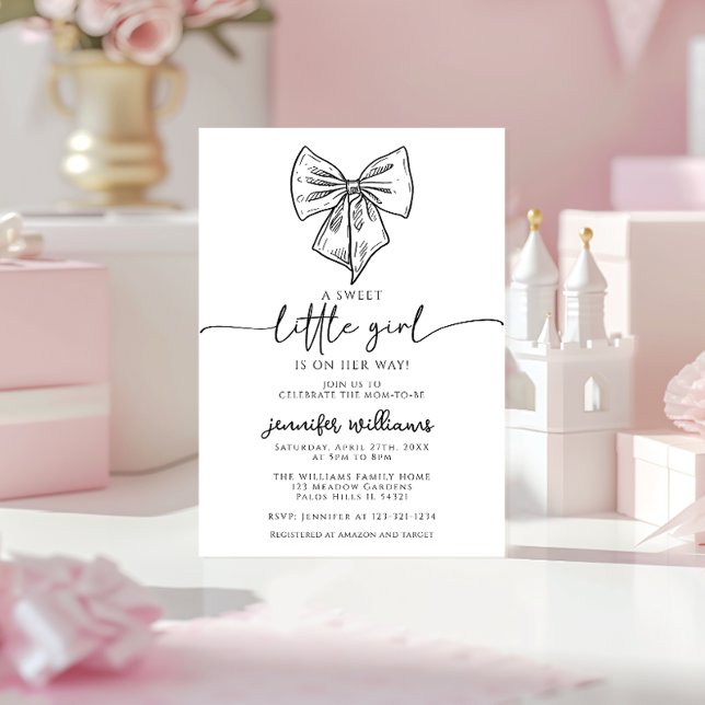 Invitación Coquette Bow Sweet Baby Shower (Subido por el creador)
