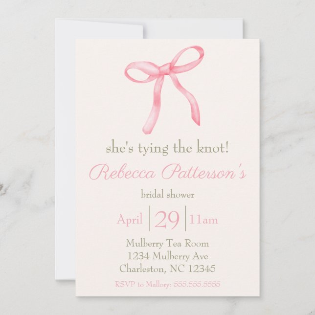 Invitación Coquette Bridal Shower (Anverso)