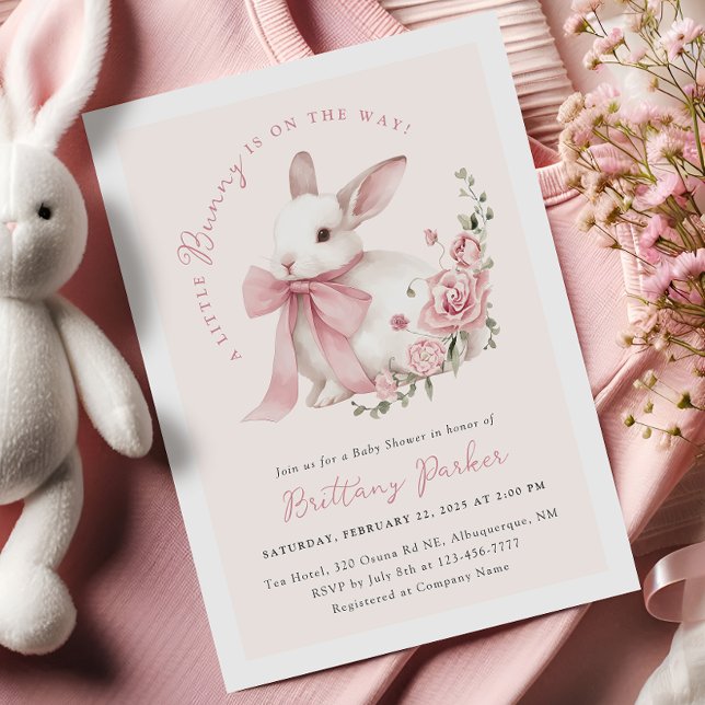 Invitación Coquette Bunny Baby Shower (Subido por el creador)
