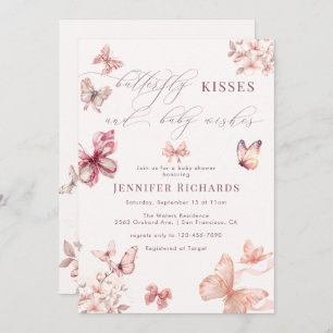 Invitación Coquette Butterfly   Bebé Rosa
