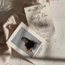 Invitación Coquette Cake Hello Twenty One Photo Birday