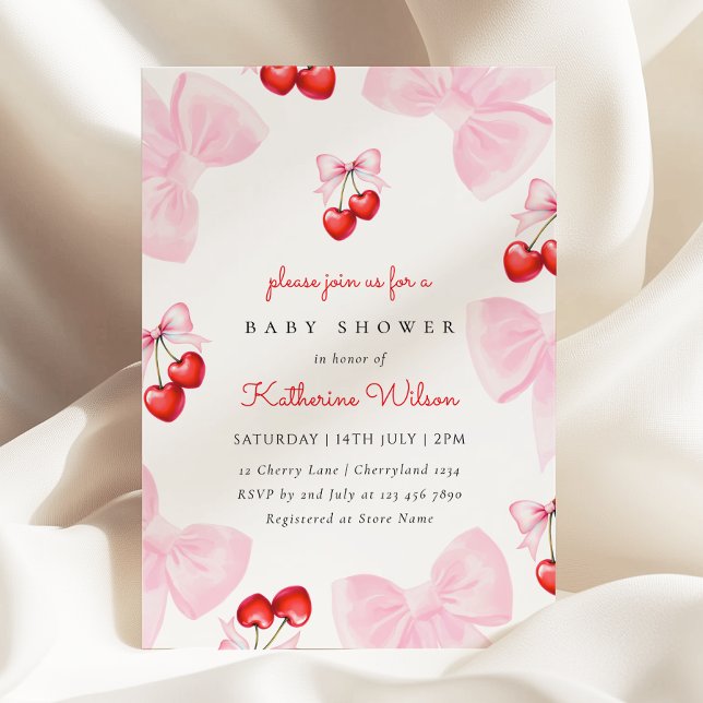 Invitación Coquette Cherry Baby Shower (Subido por el creador)