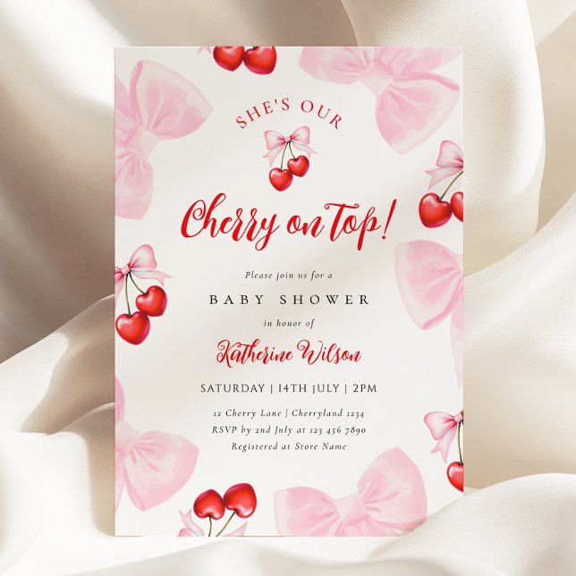 Invitación Coquette Cherry Baby Shower (Subido por el creador)
