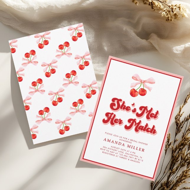 Invitación Coquette Cherry Bridal Shower Retro (Subido por el creador)