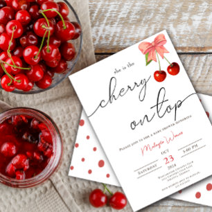 Invitación Coquette Cherry en Top Cherry Girl Shower
