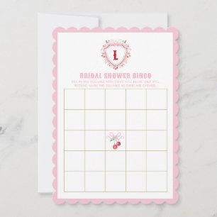 Invitación Coquette Cherry   Juego de Bingo Bridal Shower