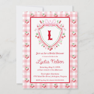 Invitación Coquette Cherry Monogam Bridal Shower