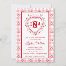 Invitación Coquette Cherry Monogam Bridal Shower