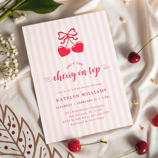 Invitación Coquette Cherry On Top Baby Shower (Subido por el creador)