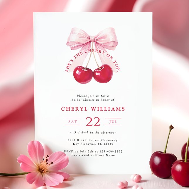 Invitación Coquette Cherry On Top Bridal Shower (Subido por el creador)
