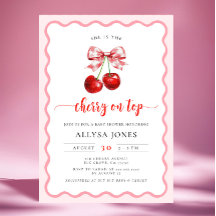 Coquette Cherry On Top Wavy Cherry Baby Shower