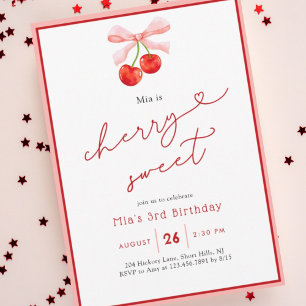 Invitación Coquette Cherry Sweet 23 cumpleaños