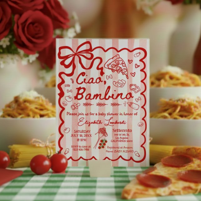 Invitación Coquette Ciao Bambino Italian Theme (Subido por el creador)