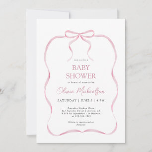 Invitación Coquette Cinta rosa Bow Elegante Chica Baby Shower