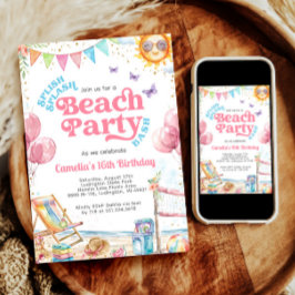 Invitación Coquette Coastal Teenage Beach Birthday Party