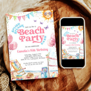 Invitación Coquette Coastal Teenage Beach Birthday Party