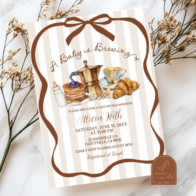 Invitación Coquette Coffee A Baby is Brewing Baby Shower (Subido por el creador)