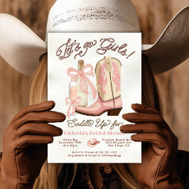 Invitación Coquette Cowgirl Bow rosado Boots & Bubbly
