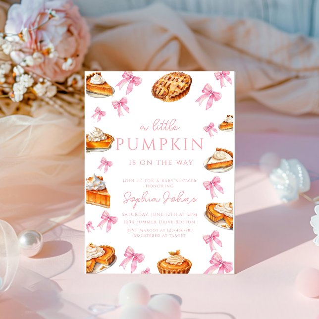 Invitación Coquette Cutie Pie Sweet Pink Bow Baby Shower (Subido por el creador)