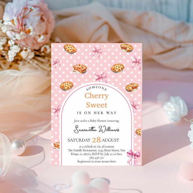 Invitación Coquette Cutie Pie Sweet Pink Bow Baby Shower (Subido por el creador)