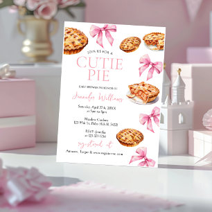 Invitación Coquette Cutie Pie Sweet Pink Bow Baby Shower