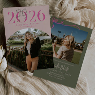 Invitación Coquette de arco 2026 graduación lazo Foto