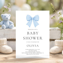 Coquette de cuadros azules para baby shower
