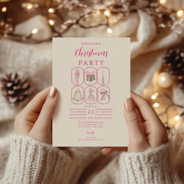 Invitación Coquette de Navidad de Cascanueces Rosa (Subido por el creador)