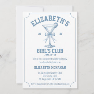 Invitación Coquette Dusty Blue Country Club Bachelorette