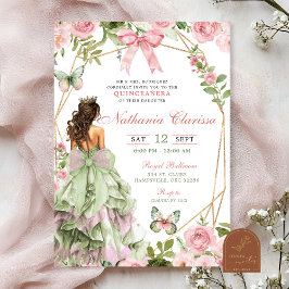 Invitación Coquette Enchanted Forest Sage Rubor Pink Quincean