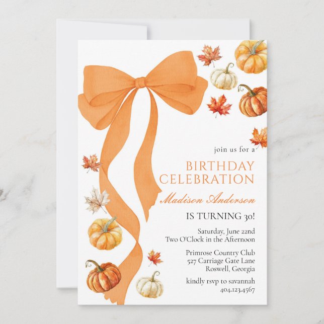 Invitación Coquette Fall Birthday Invitation (Anverso)