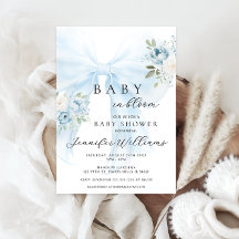 Coquette floral azul Bow Baby en flor Boy ducha