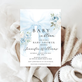 Invitación Coquette floral azul Bow Baby en flor Boy ducha